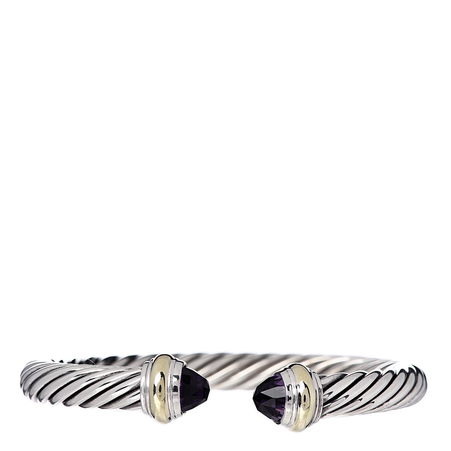 Sterling Silver 14K Yellow Gold Amethyst 7mm Cable Classics Bracelet