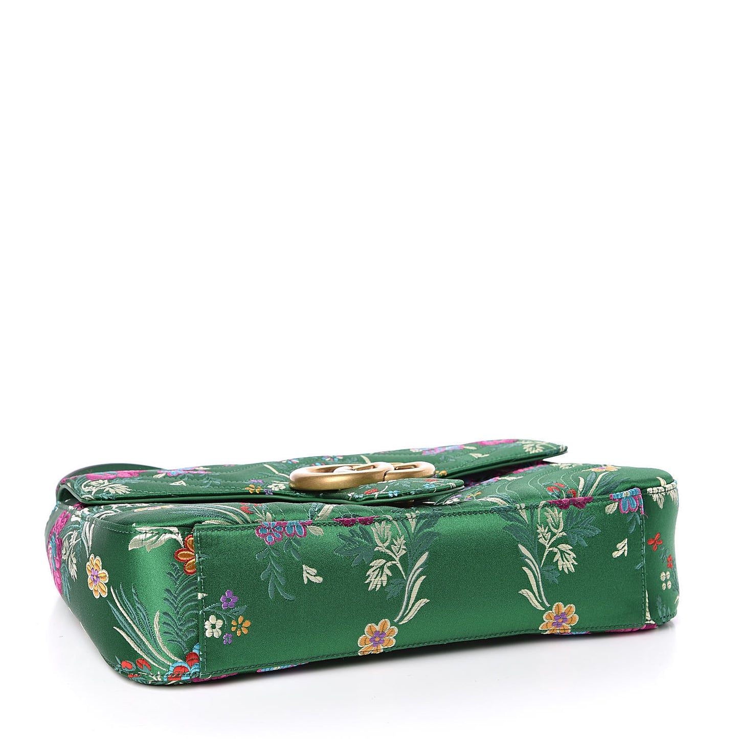 Jacquard Matelasse Floral Medium GG Marmont Shoulder Bag Green
