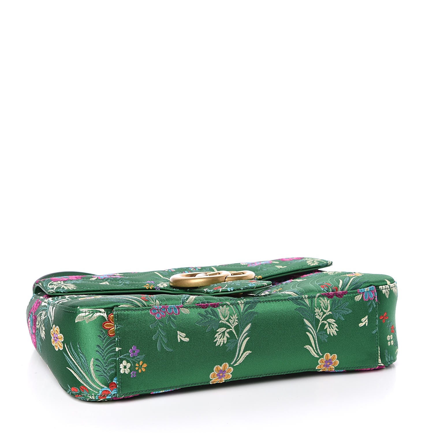 Gucci Jacquard Matelasse Floral Medium GG Marmont Shoulder Bag Green 4 of 10