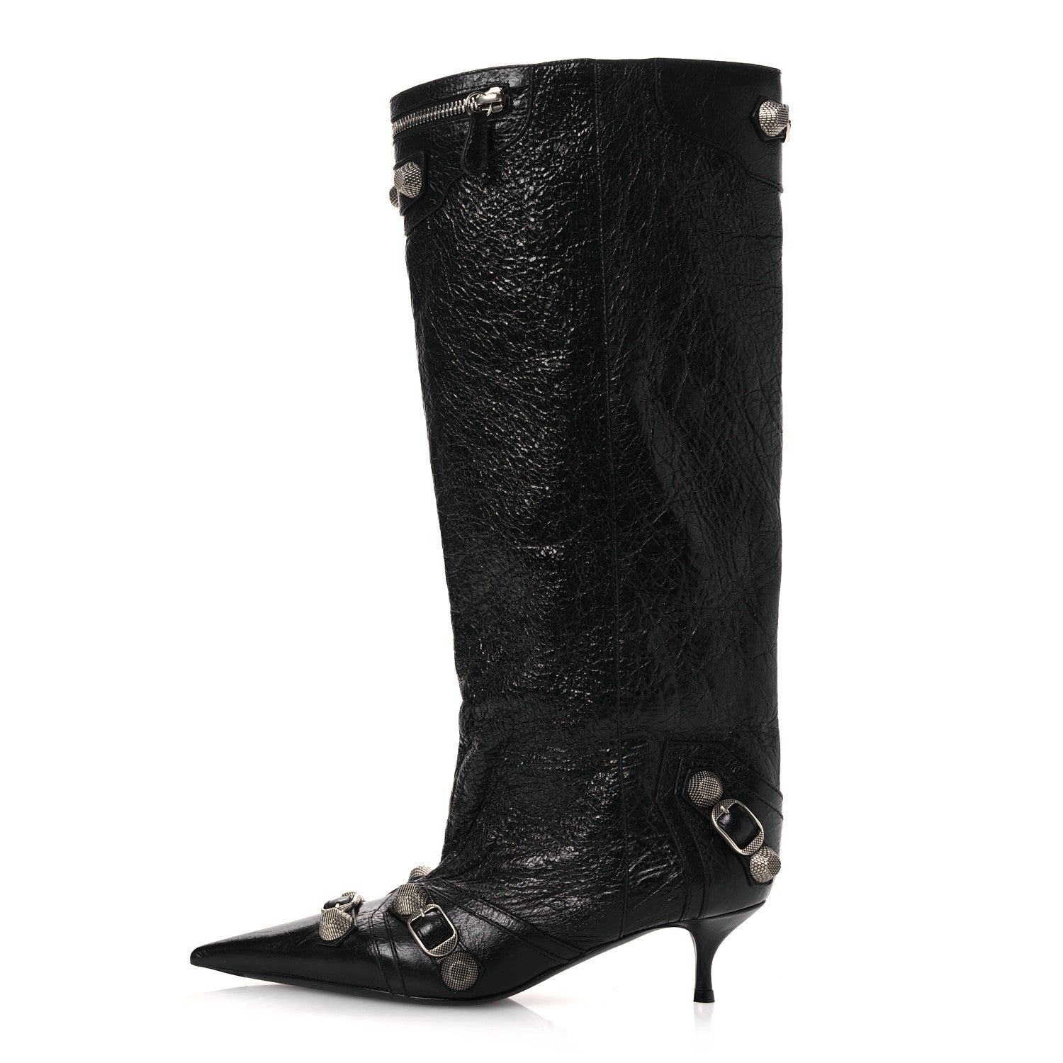 Balenciaga Agneau Arena Spiked Cagole 50mm Wide Boots 36 Black 1 of 11