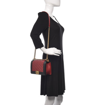 Chanel Lambskin Quilted Medium Boy Flap Red Black 2 of 14