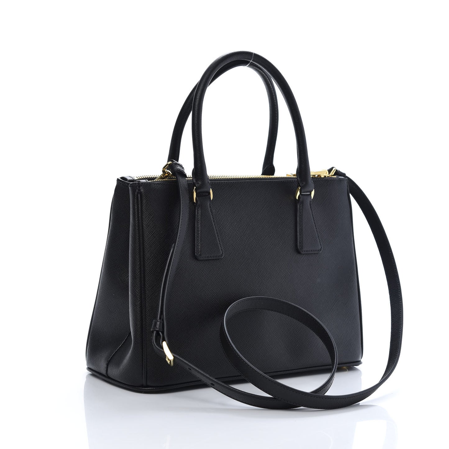 Saffiano Small Galleria Double Zip Tote Black