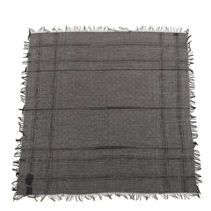 Gucci Wool Silk GG Monogram Diamante Plaid Surviee Shawl Graphite Black 1 of 3