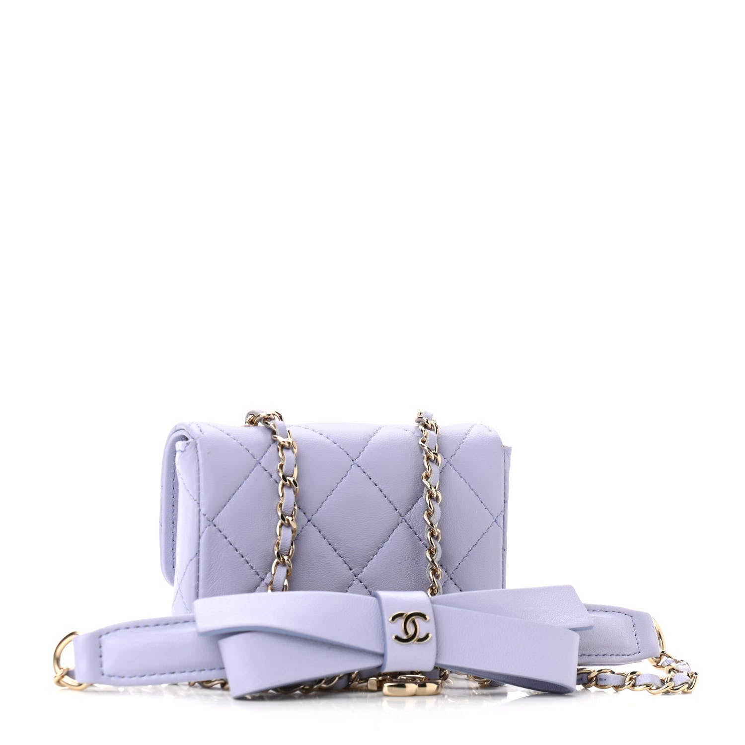 Chanel Lambskin Quilted Flap Bow Chain Waist Bag Purple 3 of 11