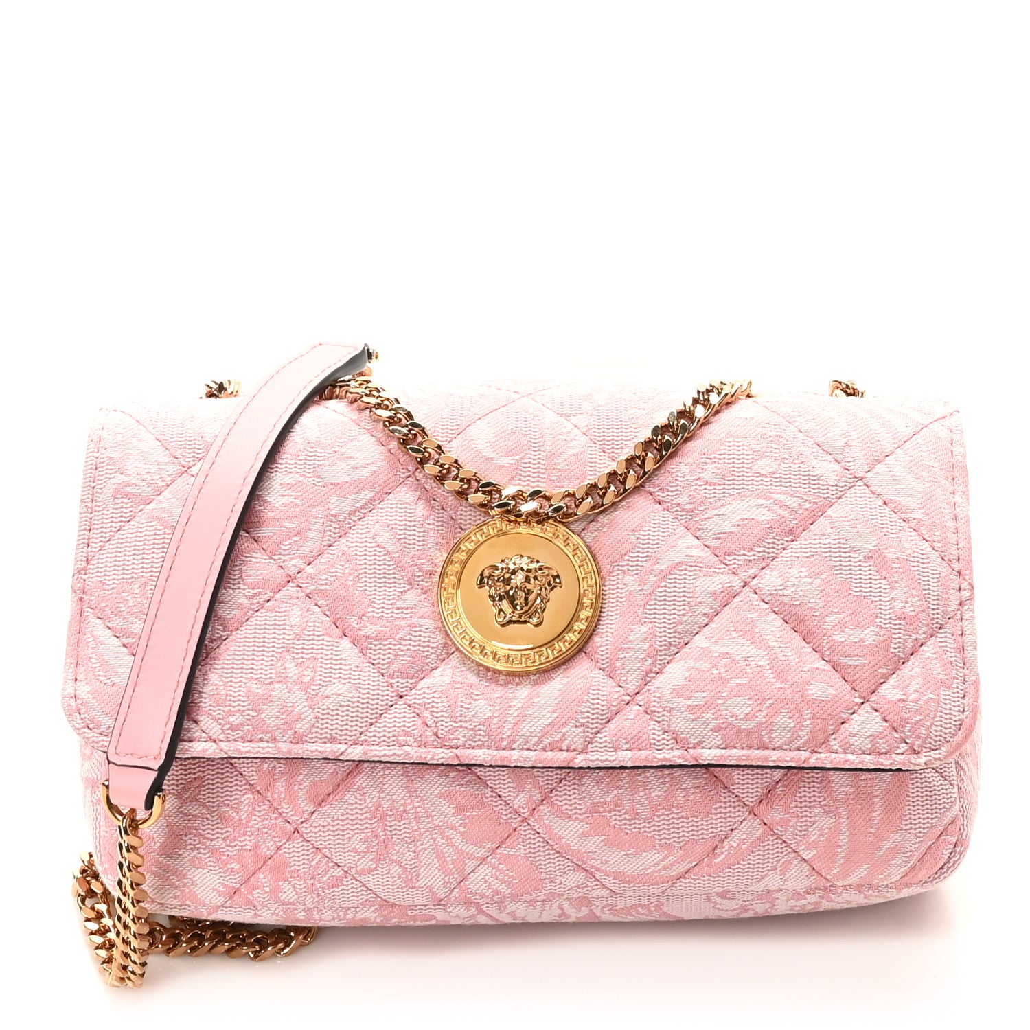 Versace Baroque Jacquard Quilted Small Medusa Shoulder Bag Baby Pink 1 of 9