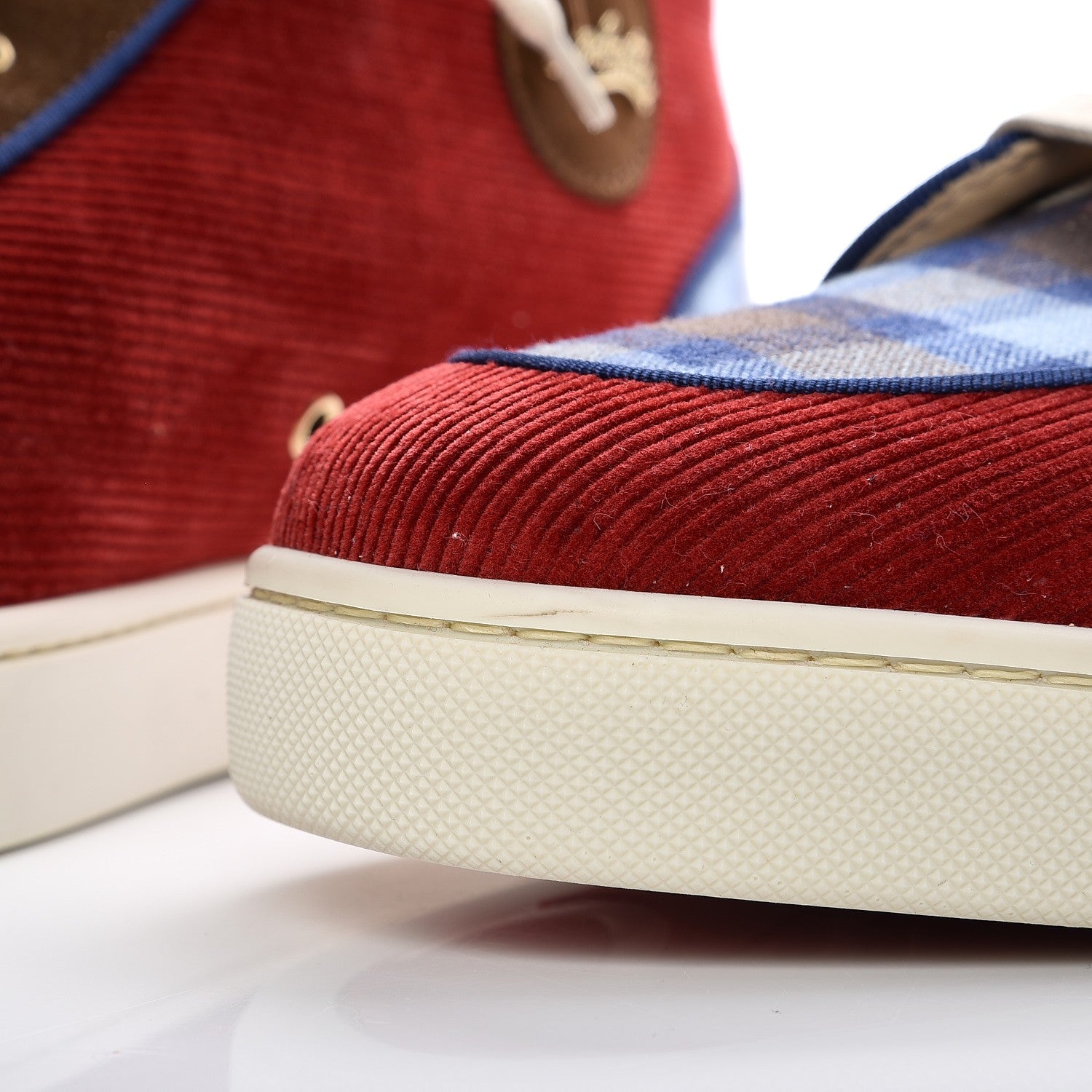 Christian Louboutin Mens Corduroy Plaid Rantus Orlato Sneakers 47.5 Rouge DM Blue 8 of 8