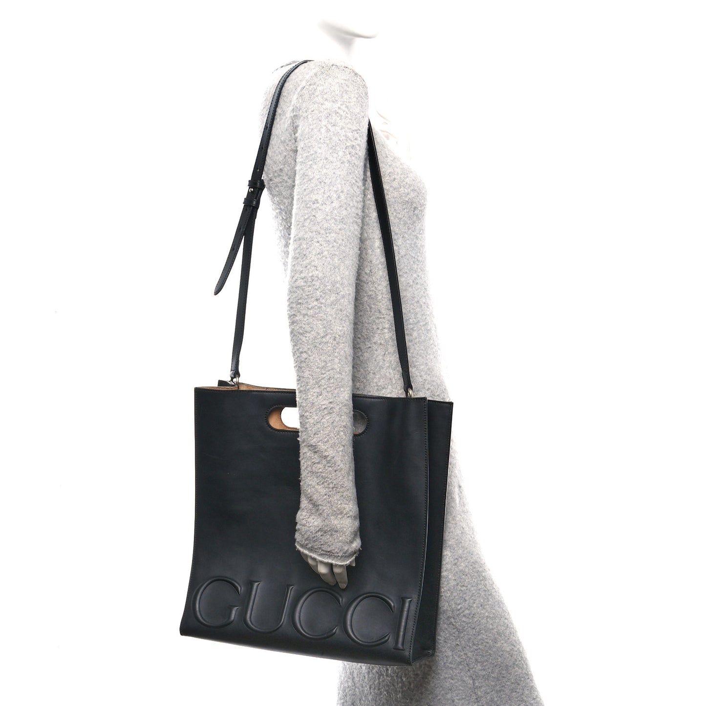 Calfskin Embossed Medium XL Tote Black