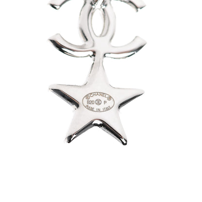 Chanel Crystal CC Star Earrings Silver 4 of 5