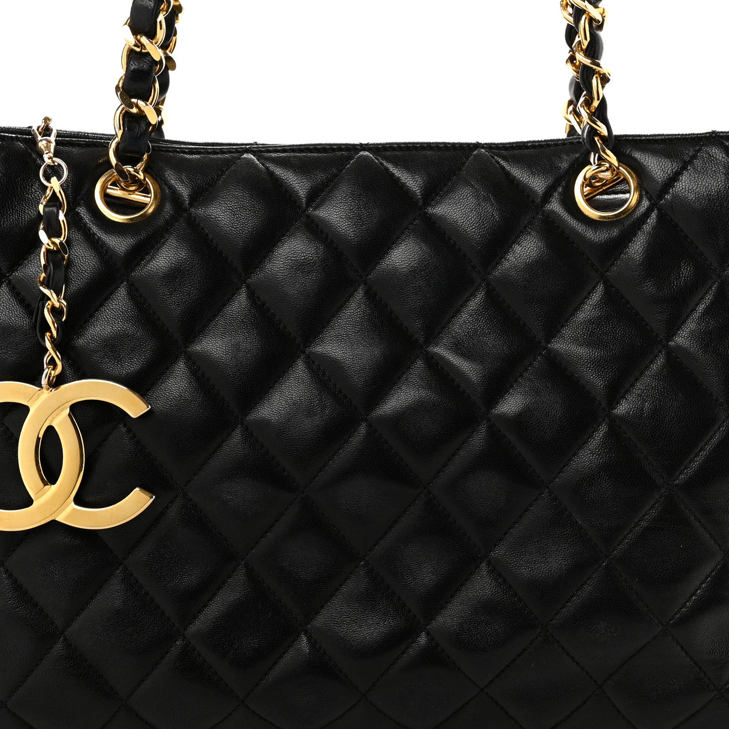 Lambskin Quilted Shoulder Bag  Black