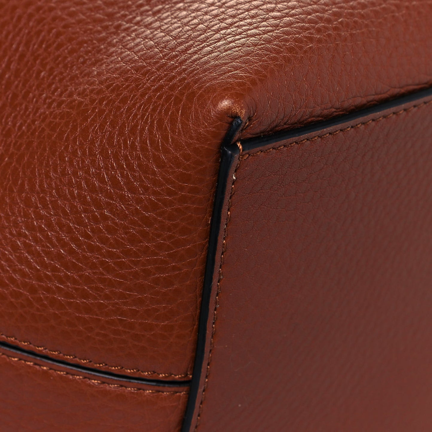 Grained Calfskin Rockstud Shoulder Tote Bright Cognac