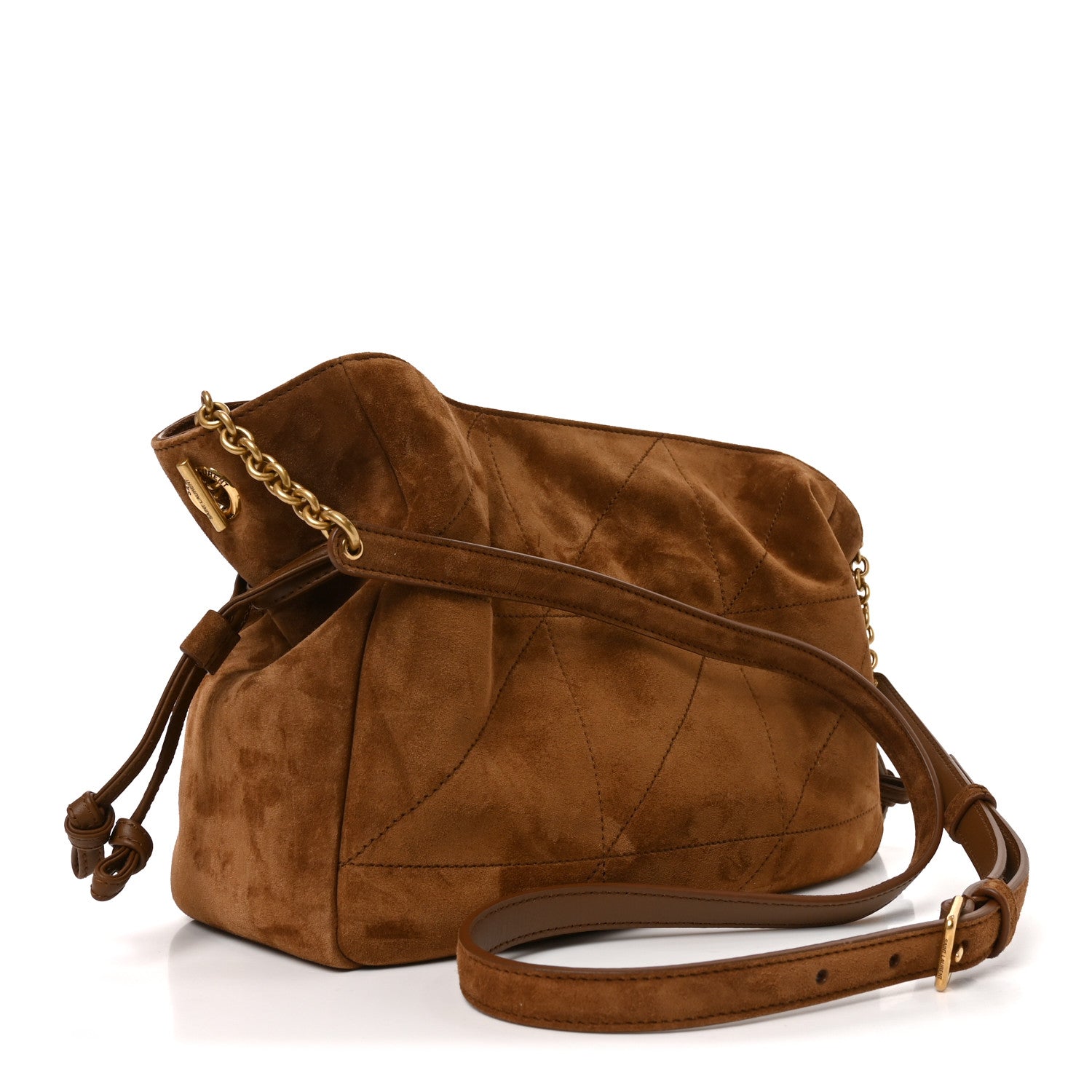 Saint Laurent Suede Monogram Medium Jamie Shoulder Pouch Bag Caramel Cognac 3 of 10