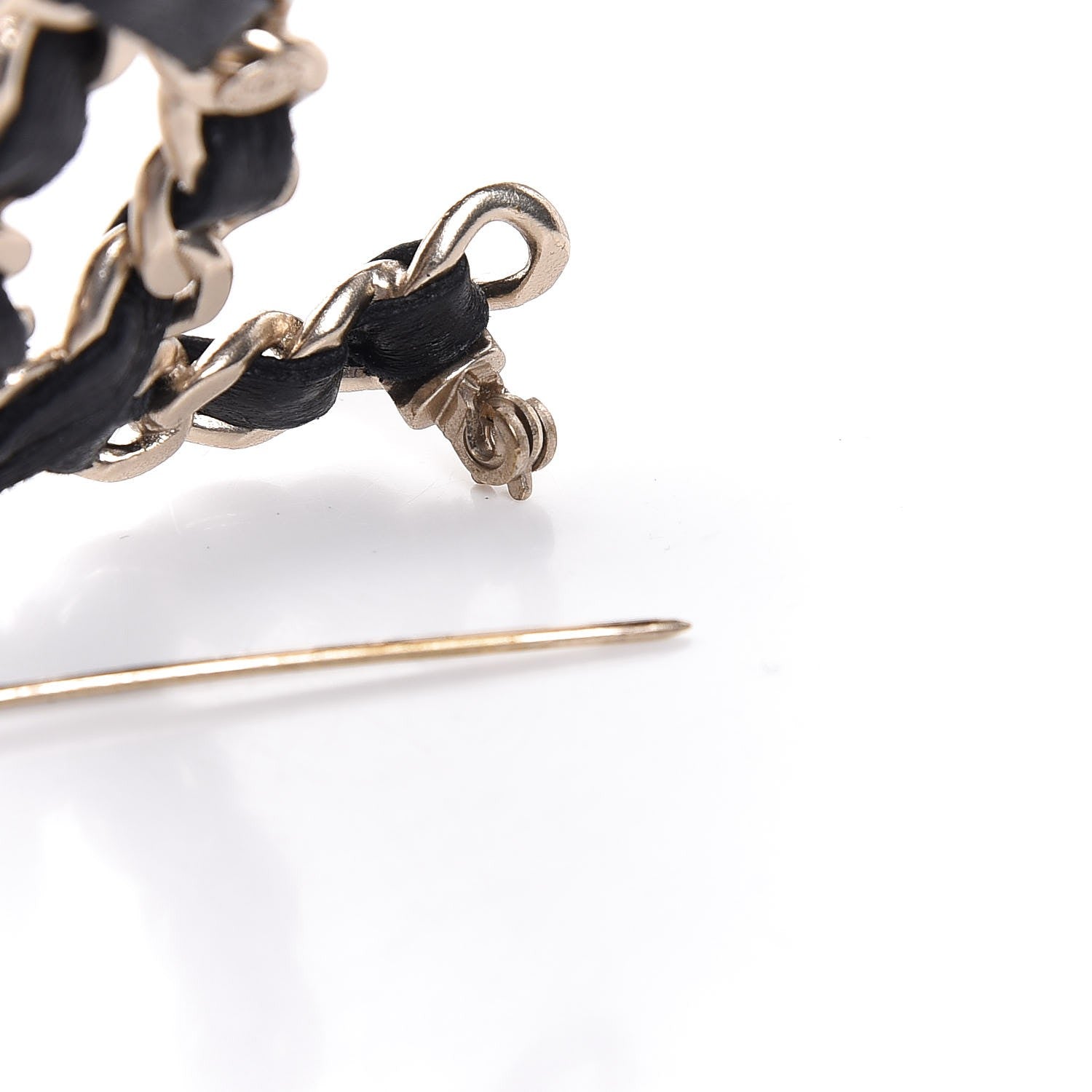 Chanel Lambskin Chain CC Brooch Black Gold 4 of 7