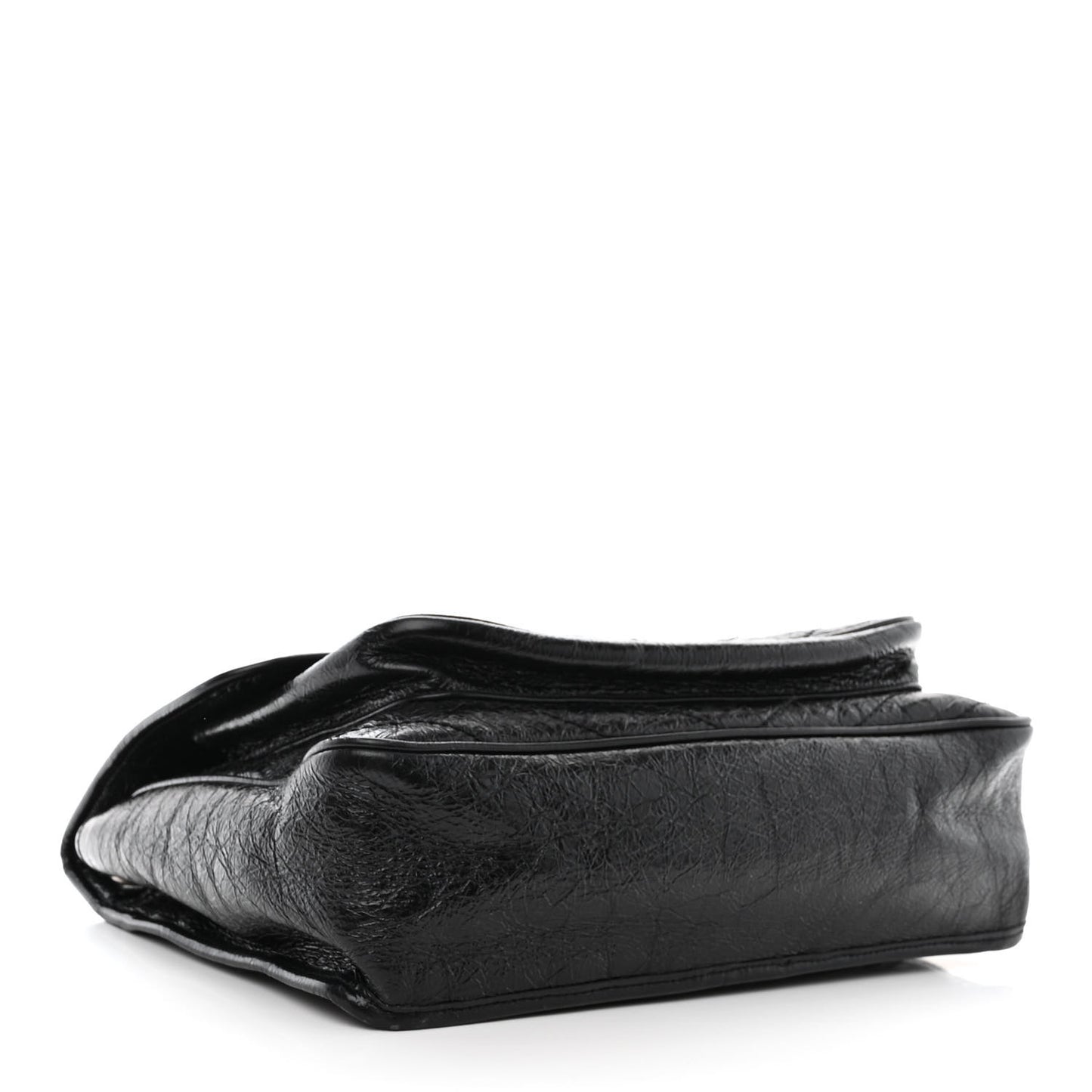 Crinkled Calfskin Matelasse Monogram Large Niki Chain Satchel Black