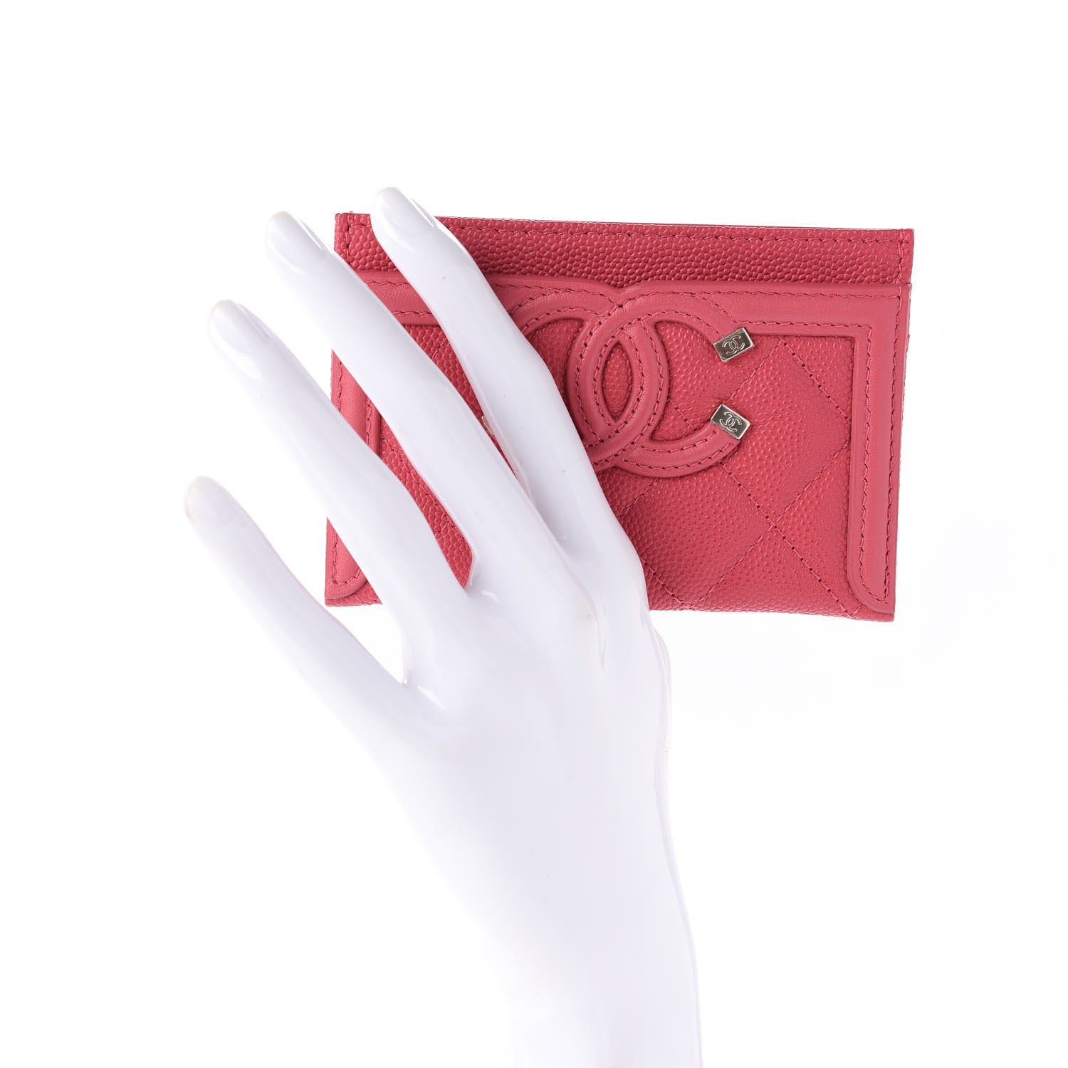 Chanel Caviar Quilted Filigree Card Holder Pink 2 of 11