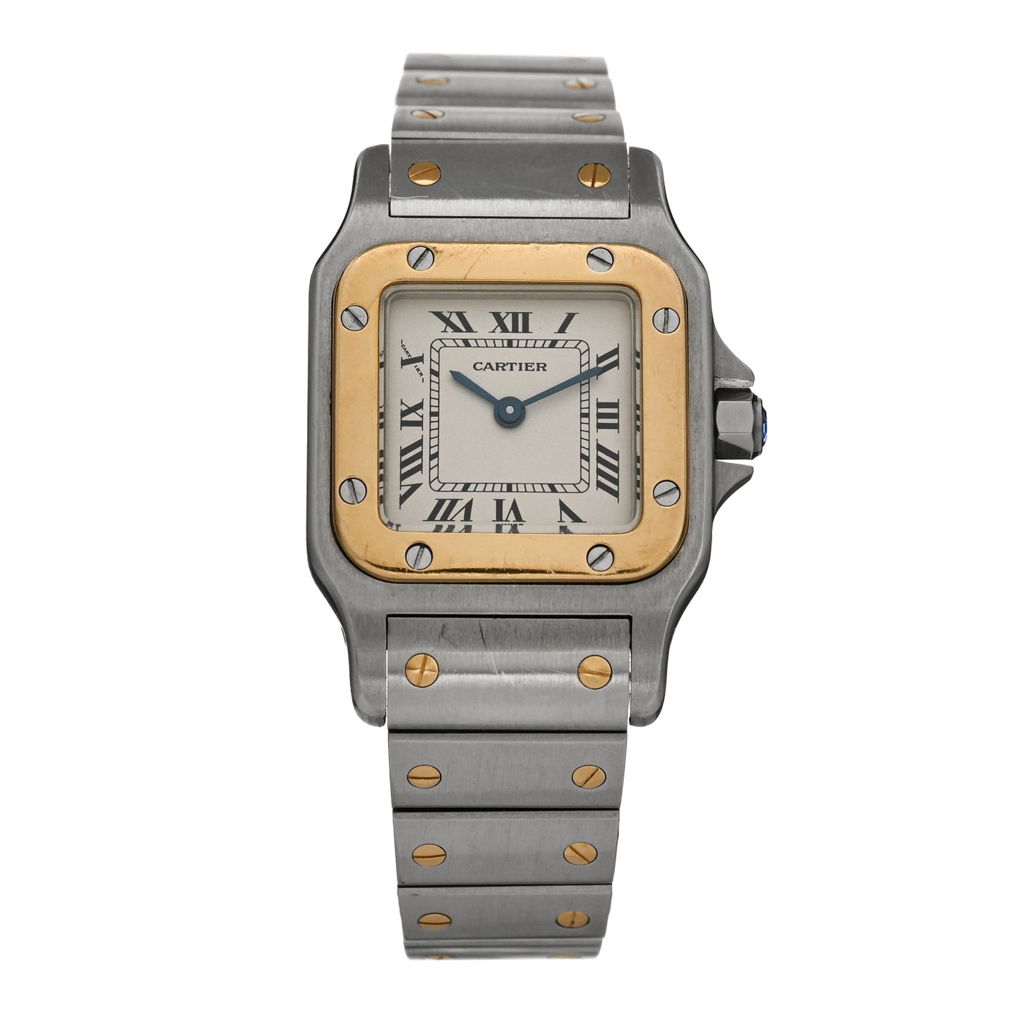 Stainless Steel 18K Yellow Gold 24mm Santos De Cartier Galbee Quartz Watch