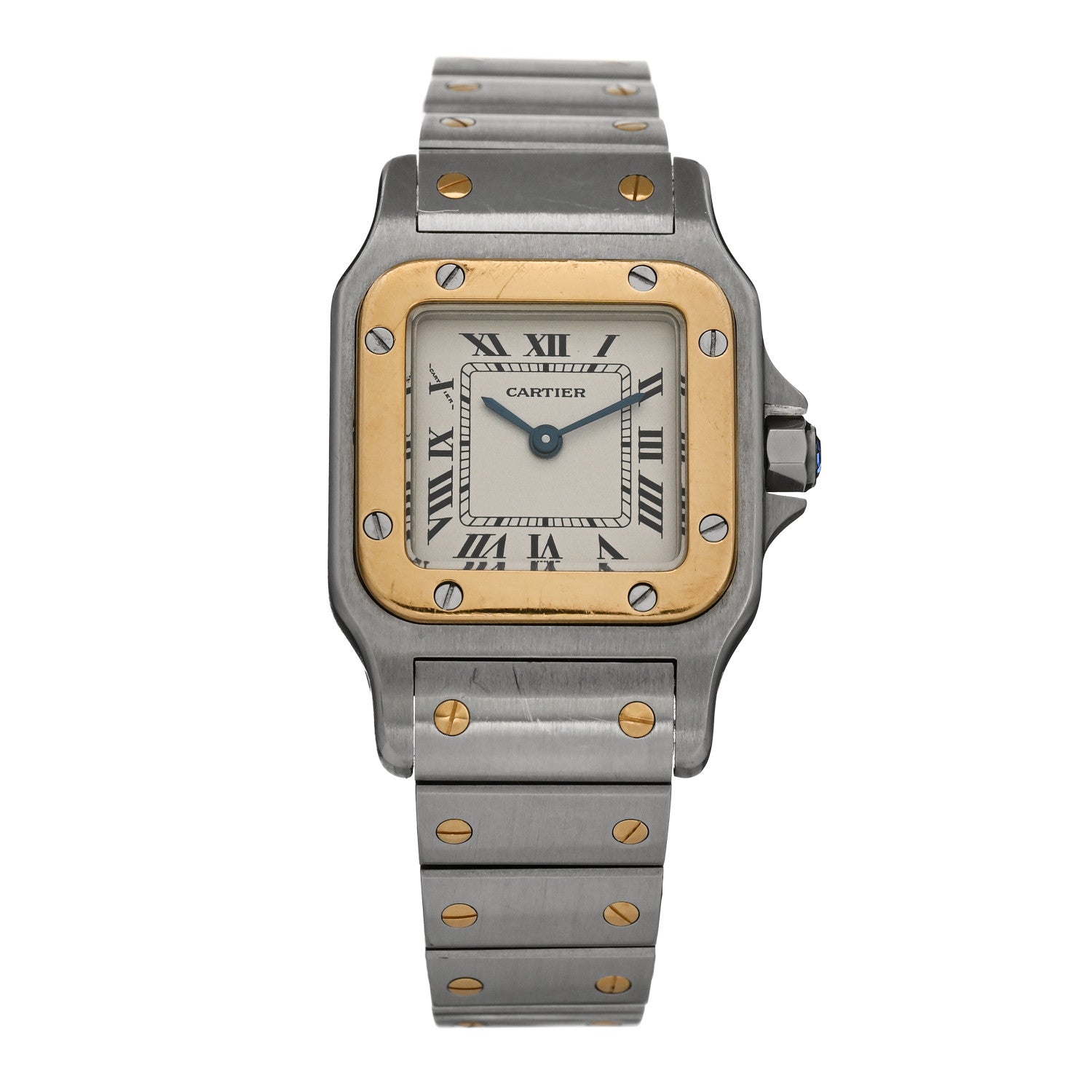 Cartier Stainless Steel 18K Yellow Gold 24mm Santos De Cartier Galbee Quartz Watch 1 of 5