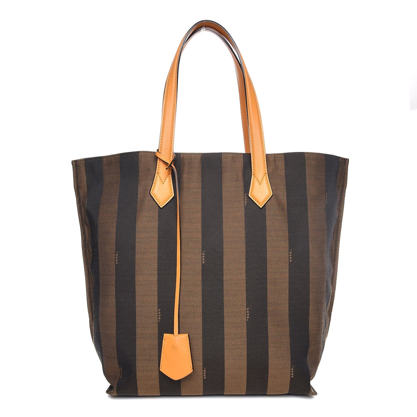 Jacquard Calfskin Pequin All In Shopper Tote Tobacco Yellow