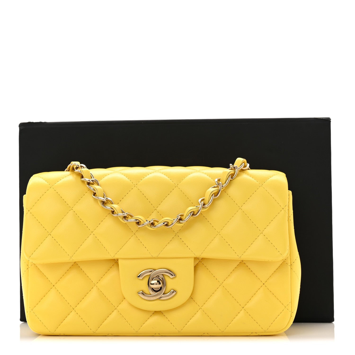 Chanel Lambskin Quilted Mini Rectangular Flap Yellow 11 of 11