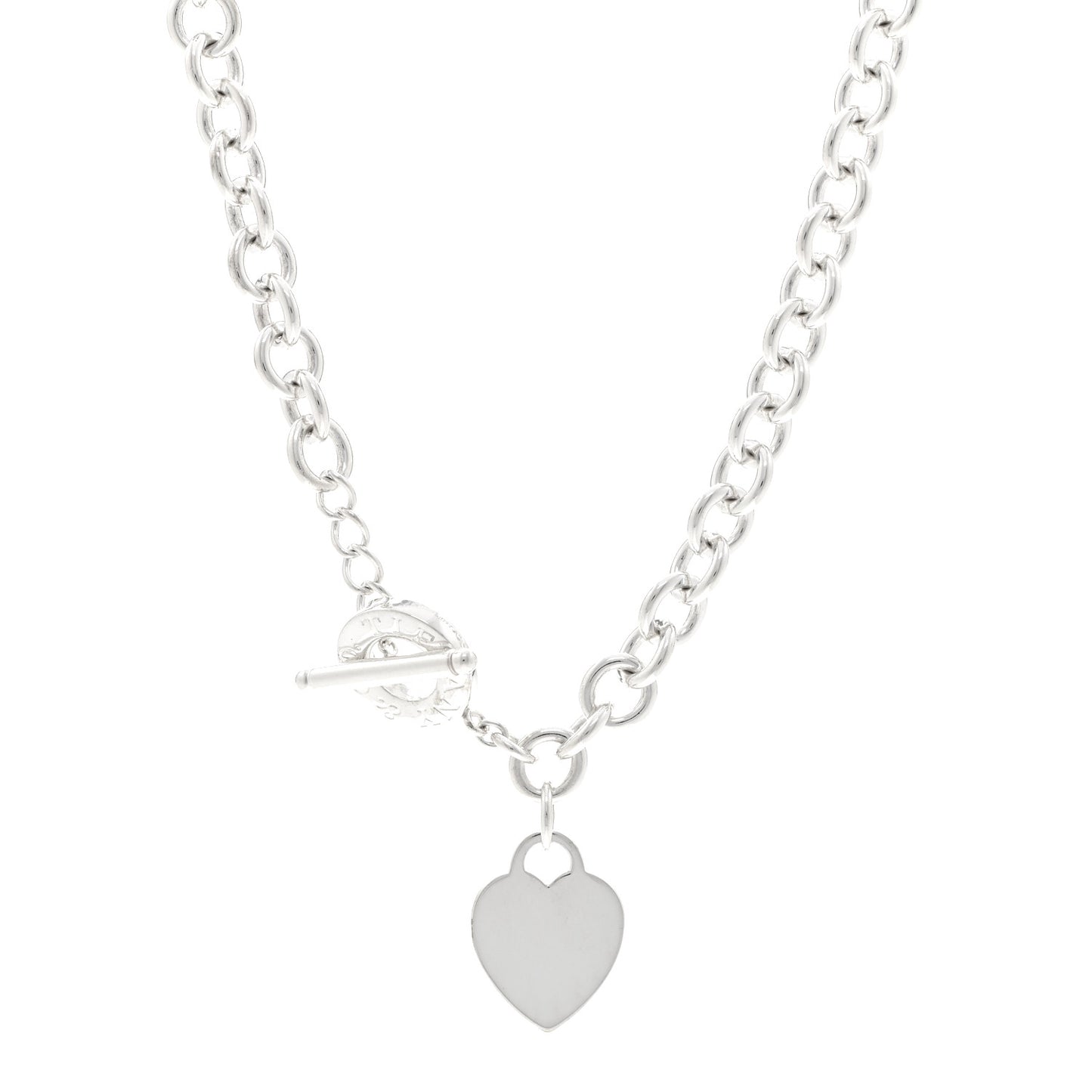 Sterling Silver Heart Tag Toggle Necklace