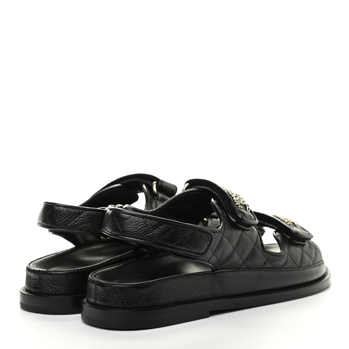 Grained Calfskin Velcro Dad Sandals 37.5 Black