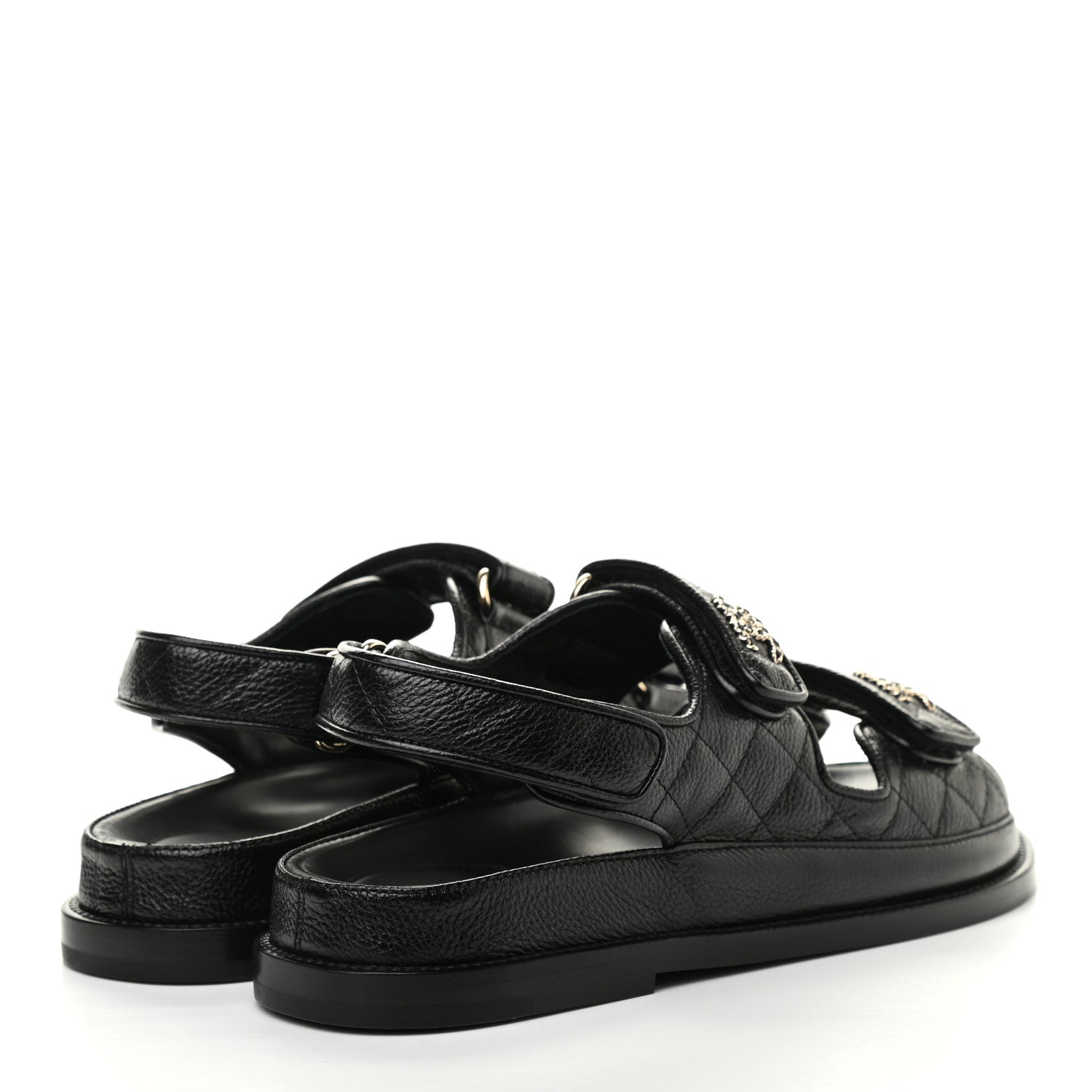 Chanel Grained Calfskin Velcro Dad Sandals 37.5 Black 4 of 8