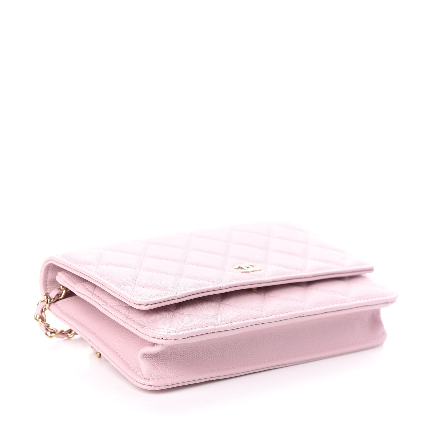 Caviar Quilted Wallet On Chain WOC Light Pink
