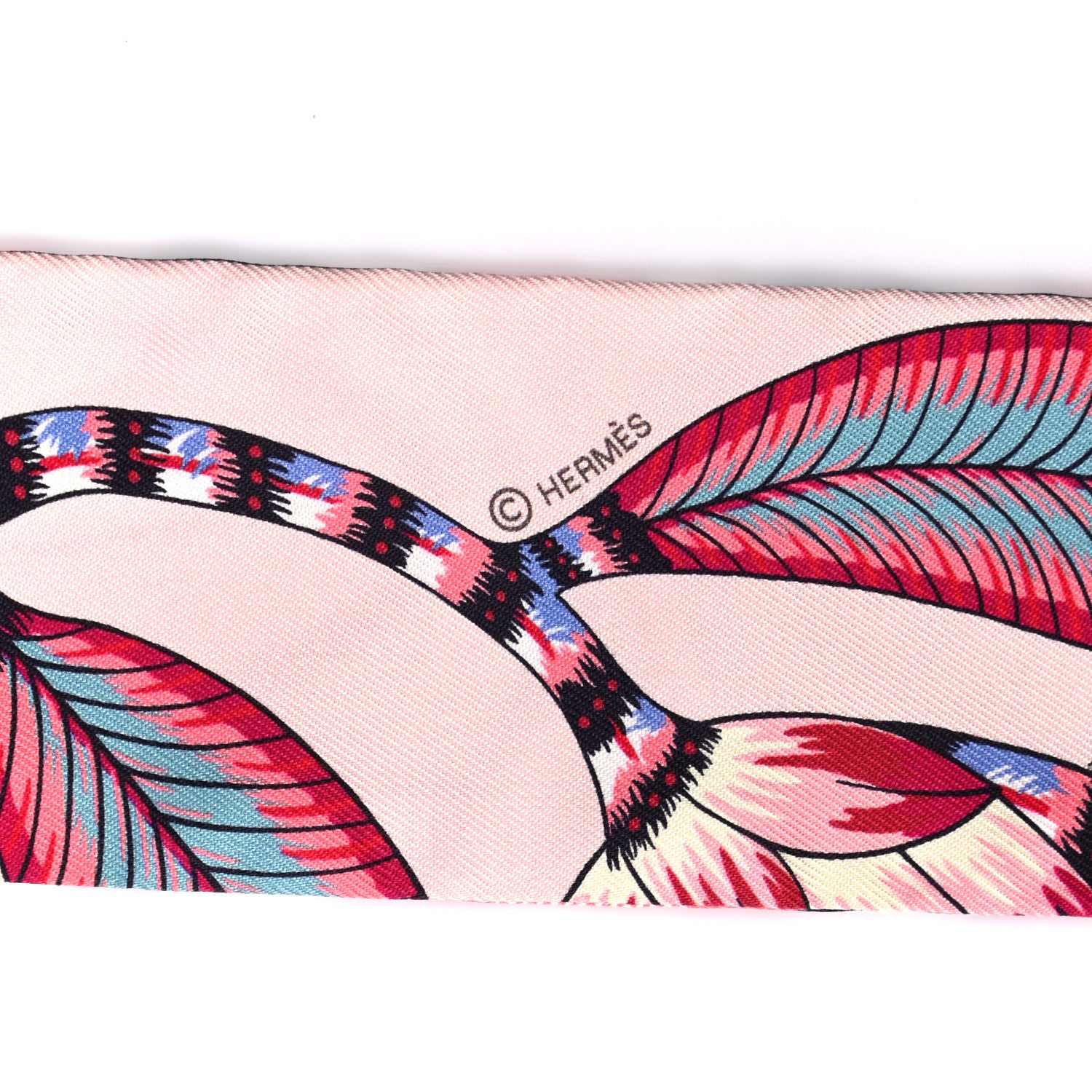 Hermes Silk The Savana Dance Twilly Rose Nacre Vert Framboise 3 of 4