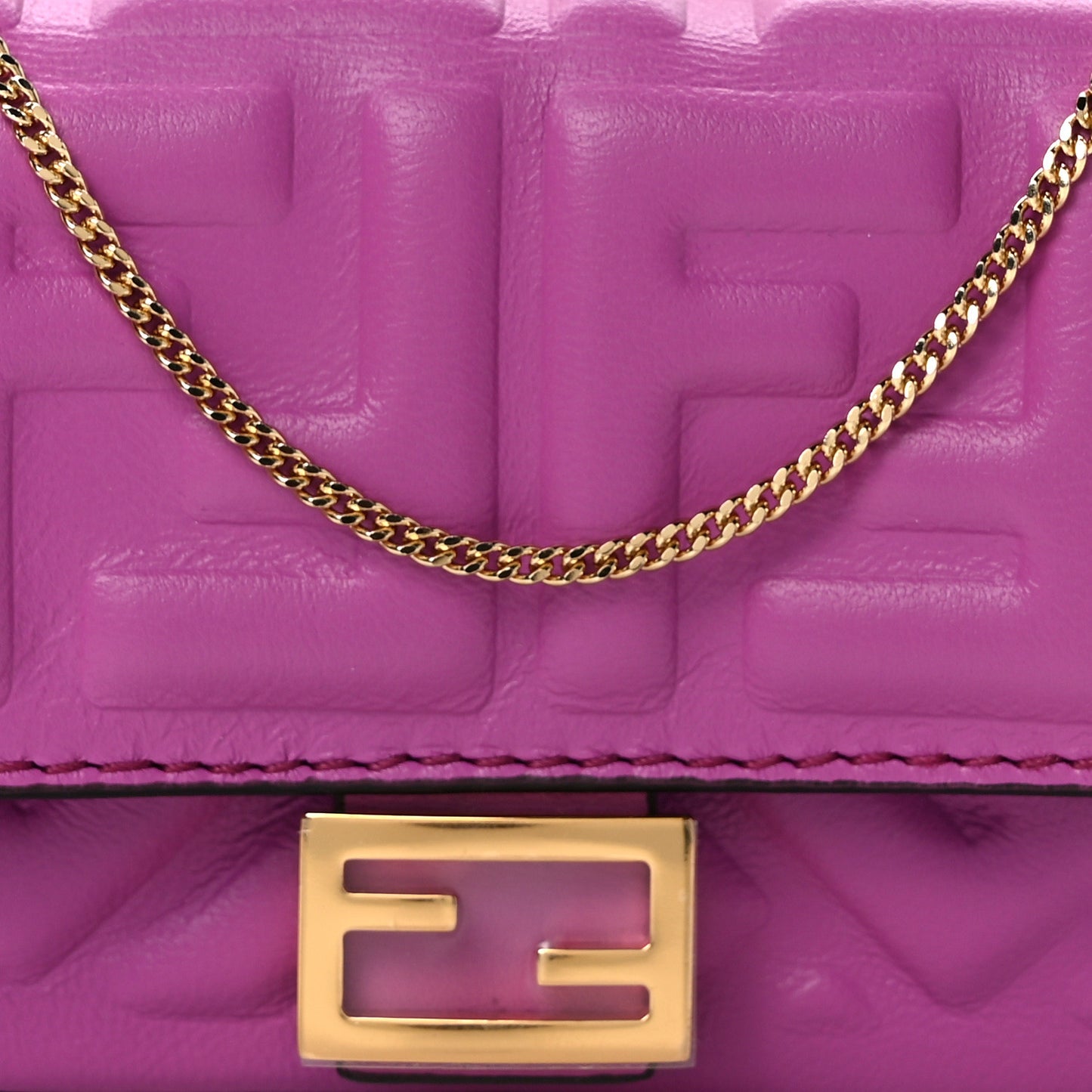 Nappa Matisse FF Embossed Nano Baguette Charm Bouganville