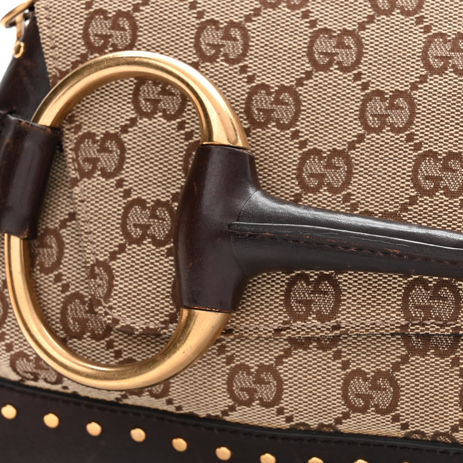 Gucci Monogram Horsebit Clutch Dark Brown 15 of 18