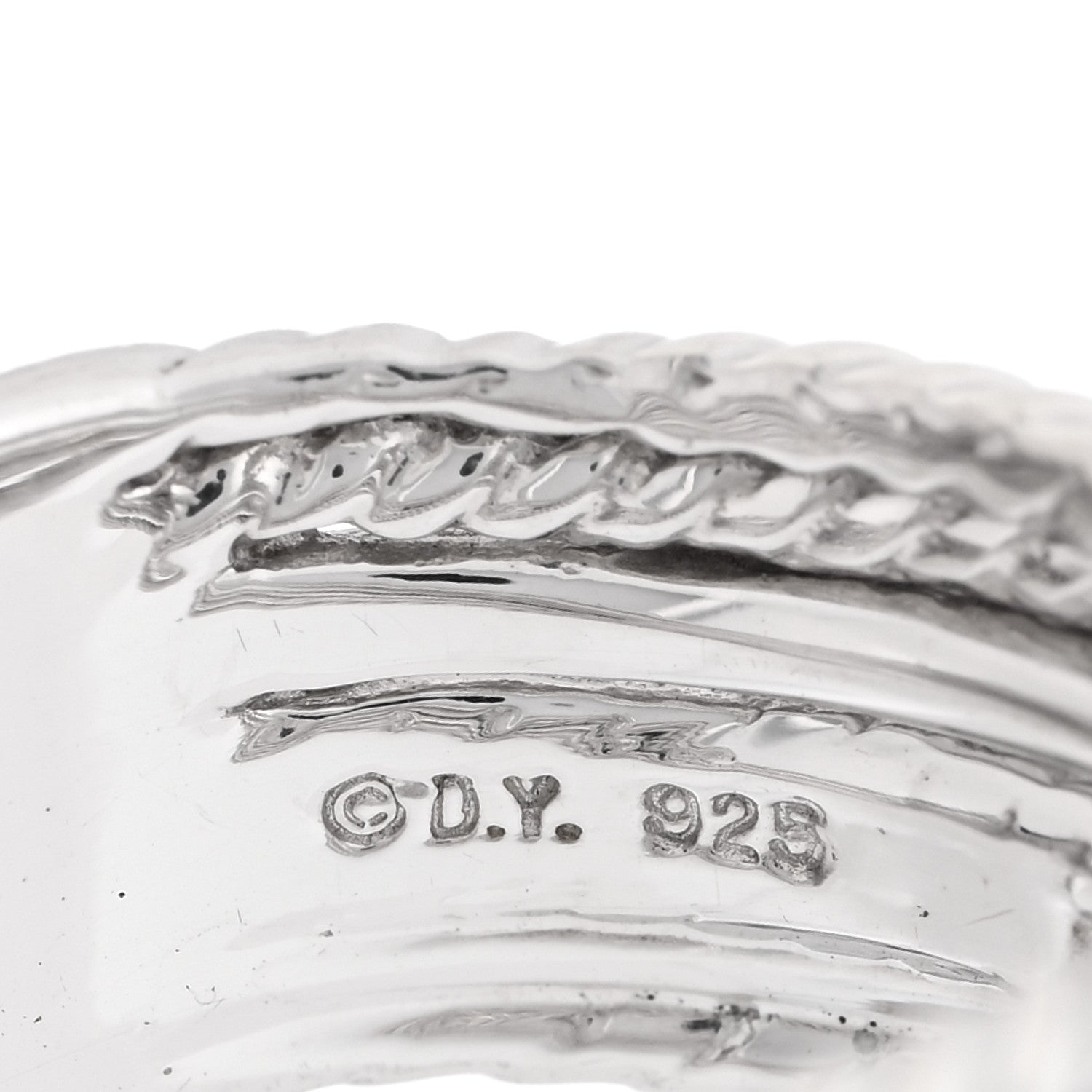 David Yurman Sterling Silver Diamond 12mm Wide Crossover Cable Ring 54 6.75 4 of 4
