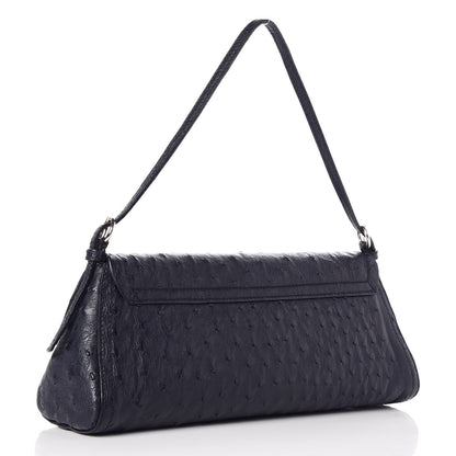 Prada Ostrich Shoulder Bag Navy 3 of 7
