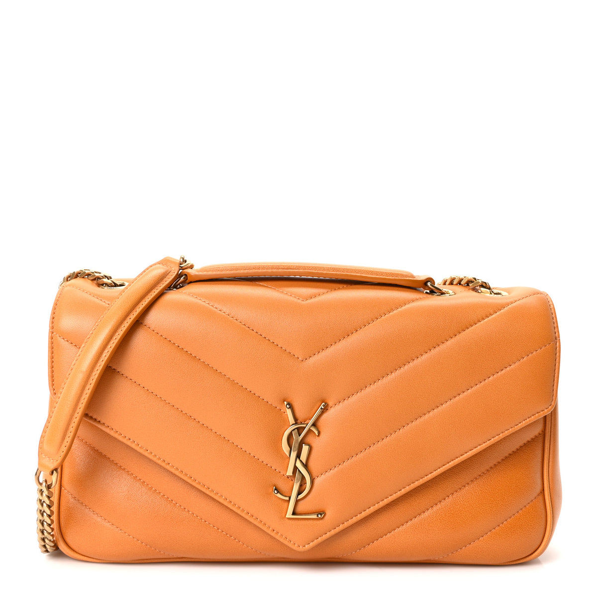 Saint Laurent Lambskin Chevron Quilted Medium Loulou Sunflower 1 of 12