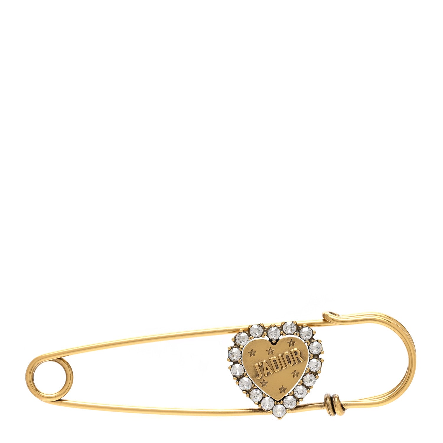 Christian Dior Crystal Heart Jadior Brooch Aged Gold 1 of 4