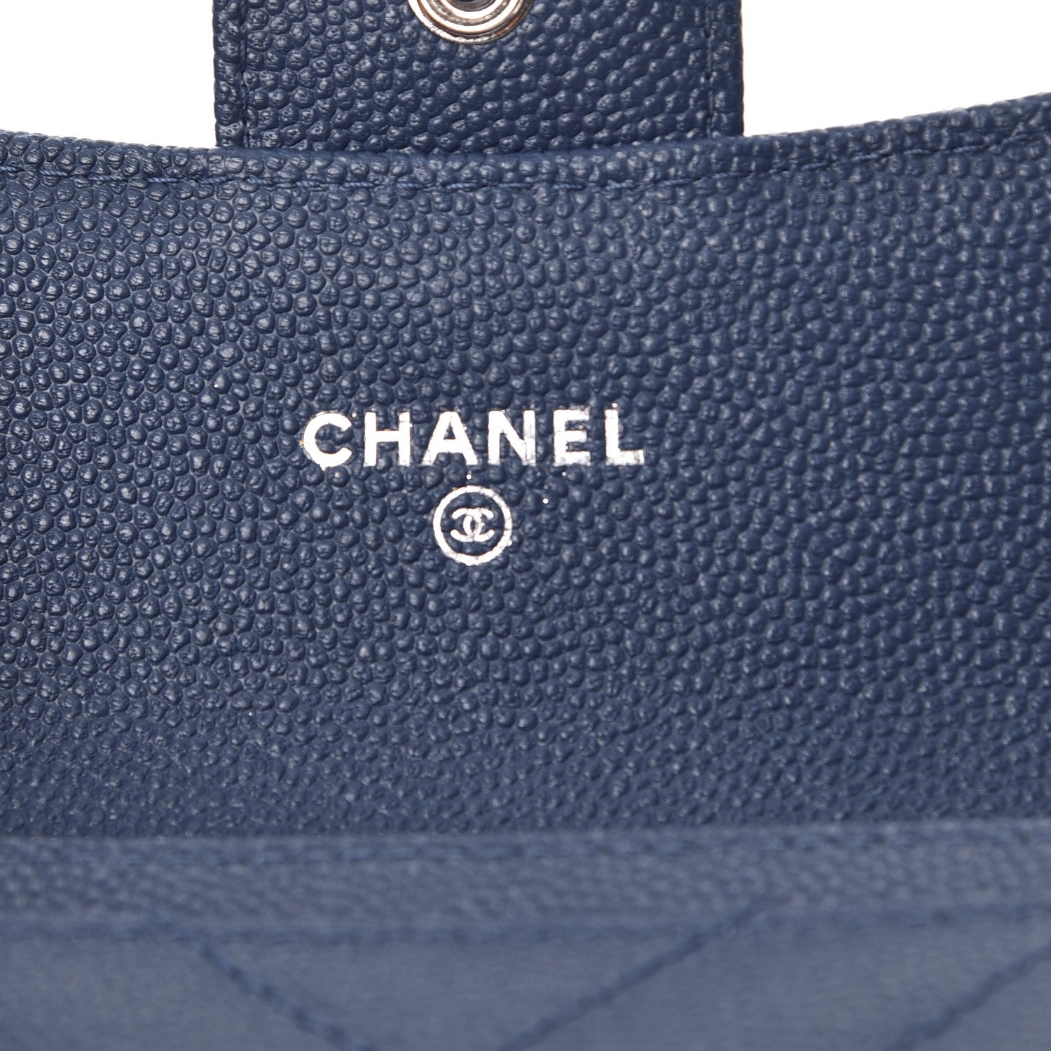 Chanel Caviar Chevron Quilted Card Holder Wallet Dark Blue 6 of 9