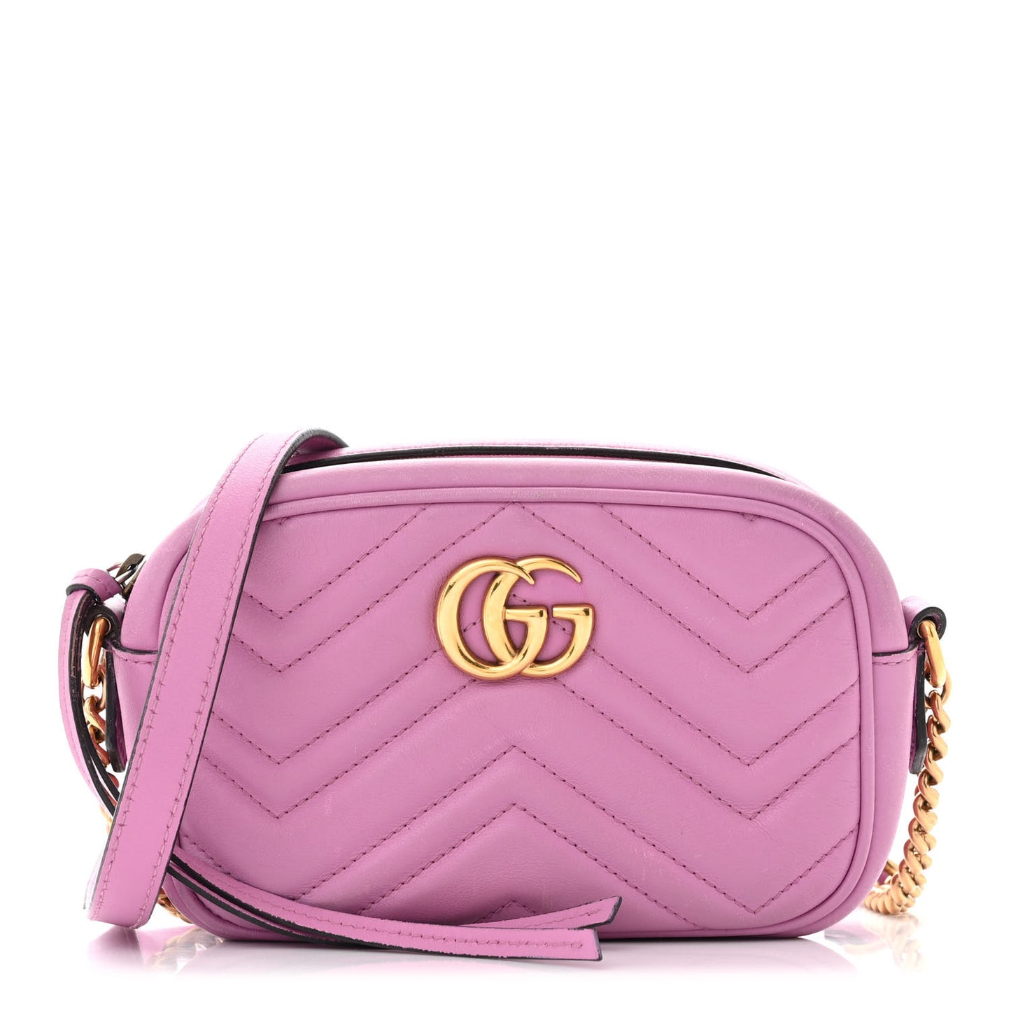 Calfskin Matelasse Mini GG Marmont Chain Shoulder Bag Candy Mousse