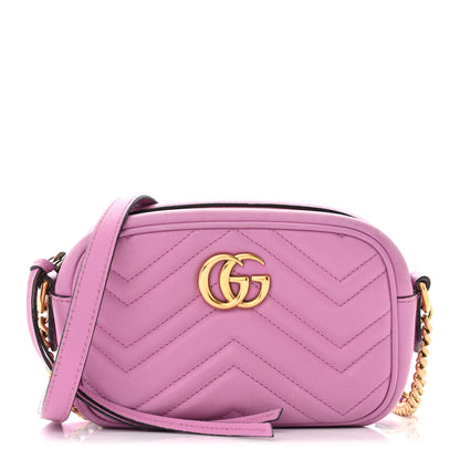 Gucci Calfskin Matelasse Mini GG Marmont Chain Shoulder Bag Candy Mousse 1 of 12