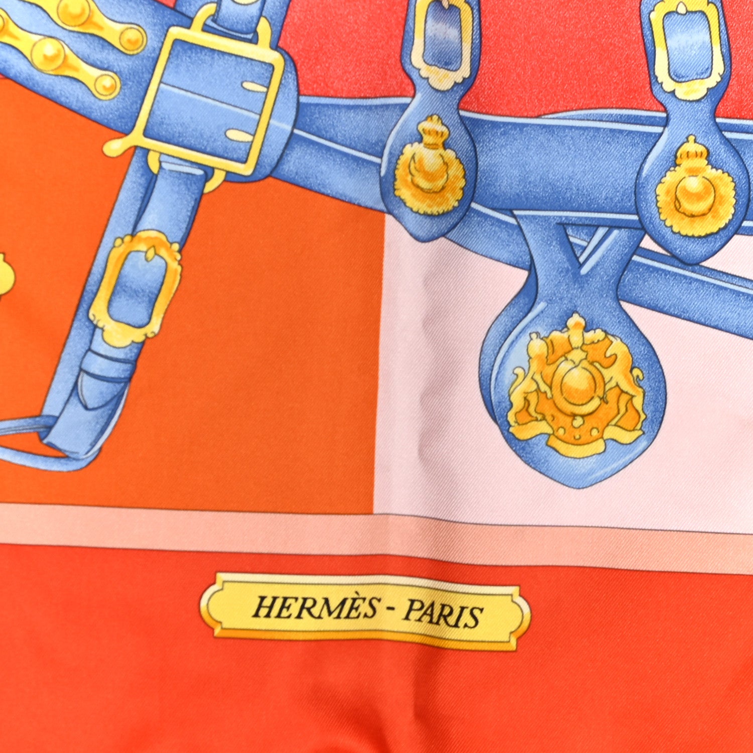 Hermes Silk Harnais De Cour Scarf 90 Orange 2 of 5