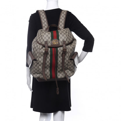 Gucci GG Supreme Monogram Medium Ophidia Double Buckle Backpack Brown 2 of 9