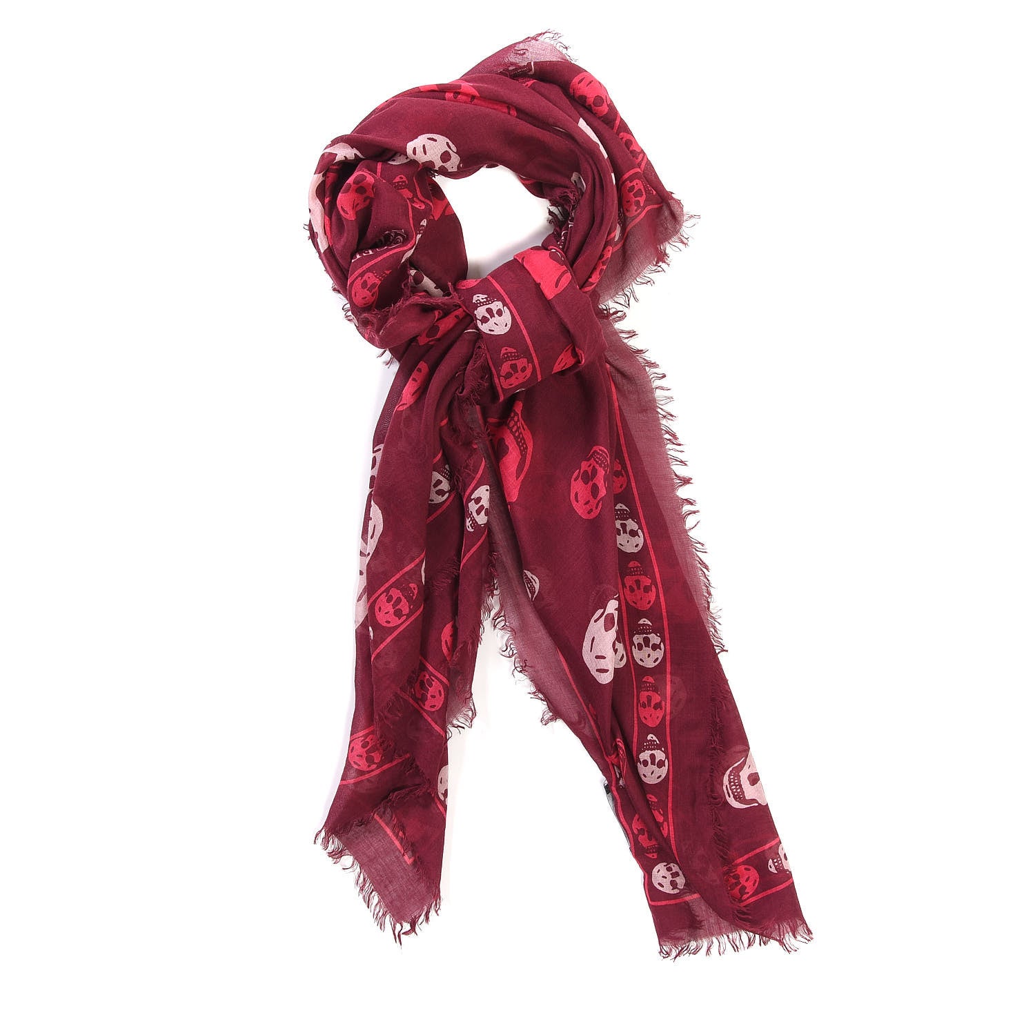 Alexander McQueen Modal Silk Skull Scarf Burgundy Pink 1 of 7