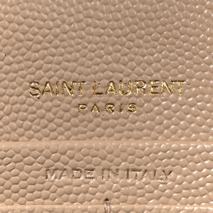 Saint Laurent Grain De Poudre Matelasse Chevron Monogram Chain Wallet Dark Beige 8 of 12