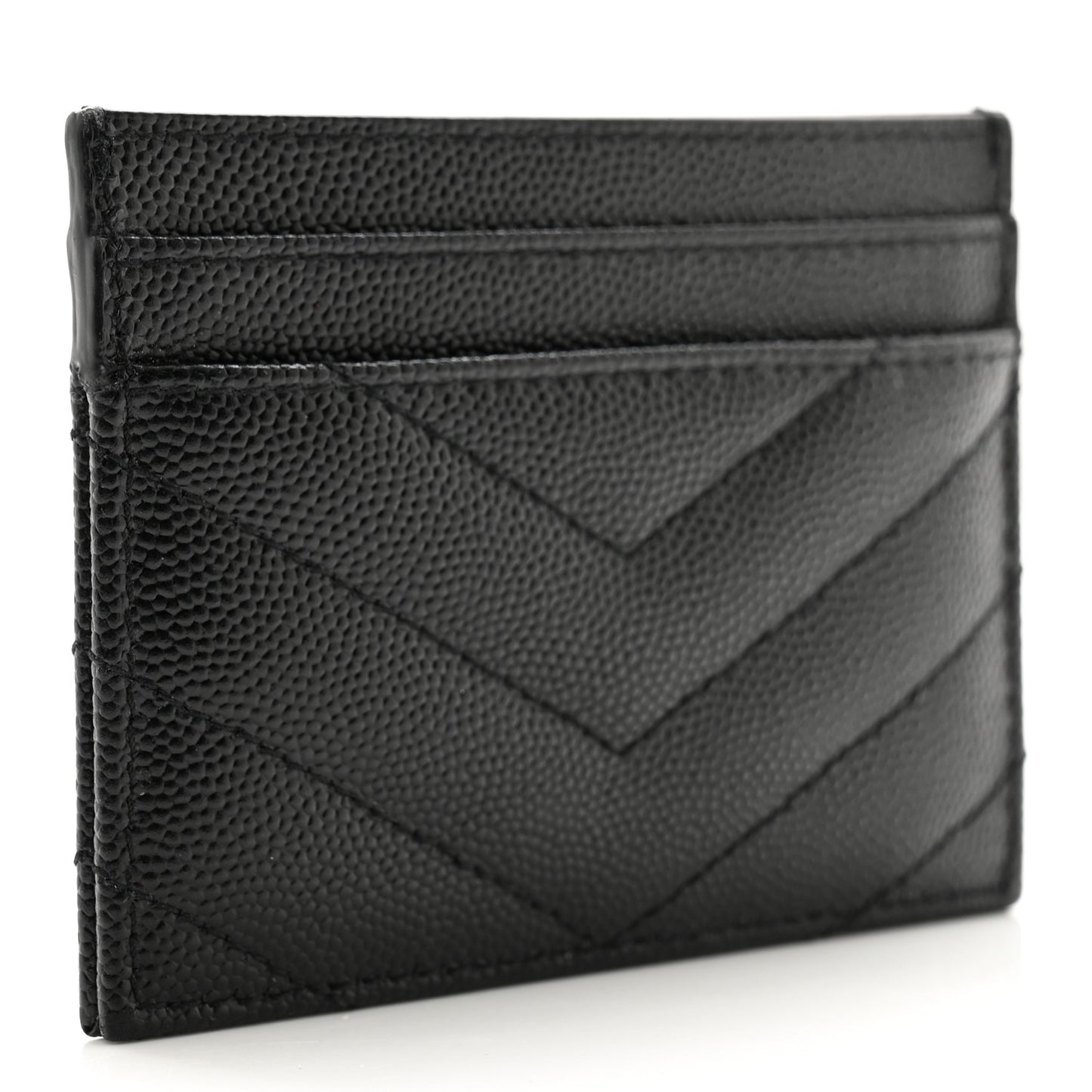 Grain De Poudre Matelasse Chevron Monogram Credit Card Case Black