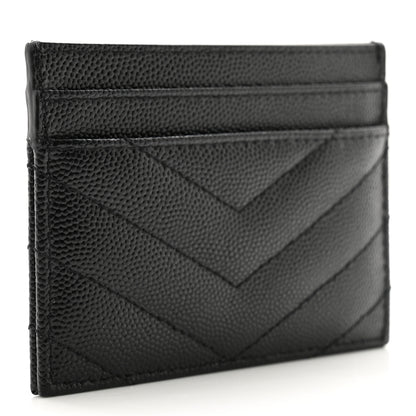Saint Laurent Grain De Poudre Matelasse Chevron Monogram Credit Card Case Black 3 of 11