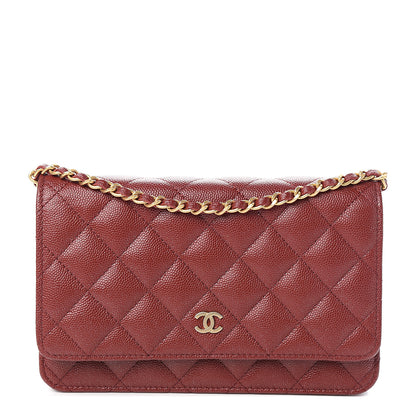 Chanel Iridescent Caviar Quilted Wallet On Chain WOC Burgundy 1 of 12