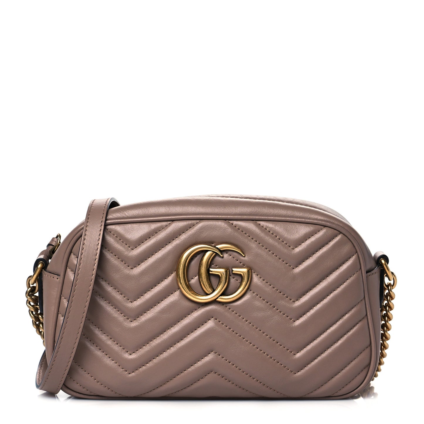 Calfskin Matelasse Small GG Marmont Chain Shoulder Bag Porcelain Rose
