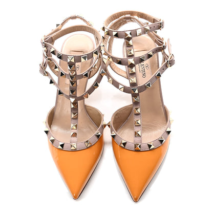 Valentino Garavani Patent Nappa Rockstud Ankle Strap 65mm Pumps 35 Mandarin Sorbet Poudre 5 of 10