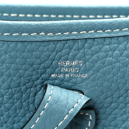Hermes Taurillon Clemence Evelyne TPM New Blue Jean 7 of 10