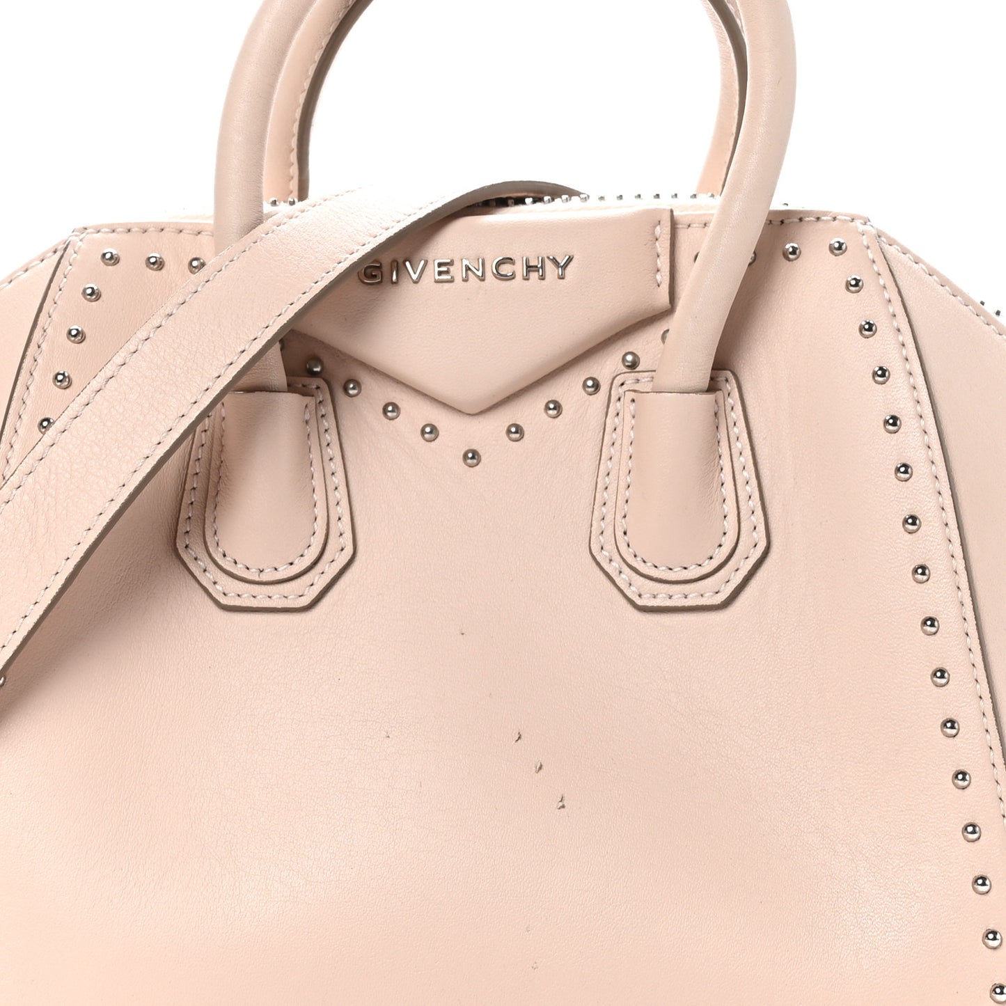 Calfskin Small Studded Antigona Beige Buff