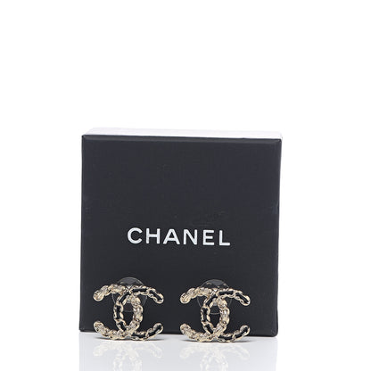 Chanel Enamel Metal Chain French New Wave CC Earrings Black Gold 5 of 5