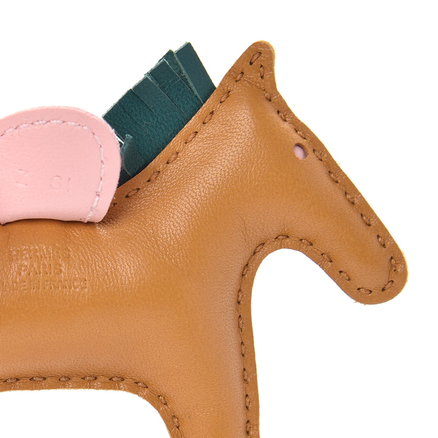Hermes Milo Lambskin Grigri Rodeo Horse Bag Charm PM Sesame Malachite Rose Sakura 3 of 4