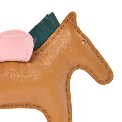 Hermes Milo Lambskin Grigri Rodeo Horse Bag Charm PM Sesame Malachite Rose Sakura 3 of 4